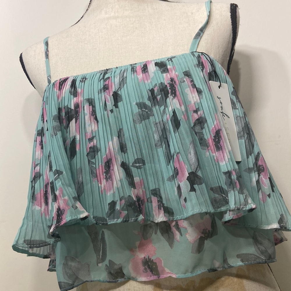 Souke+sepia floral spaghetti strap top